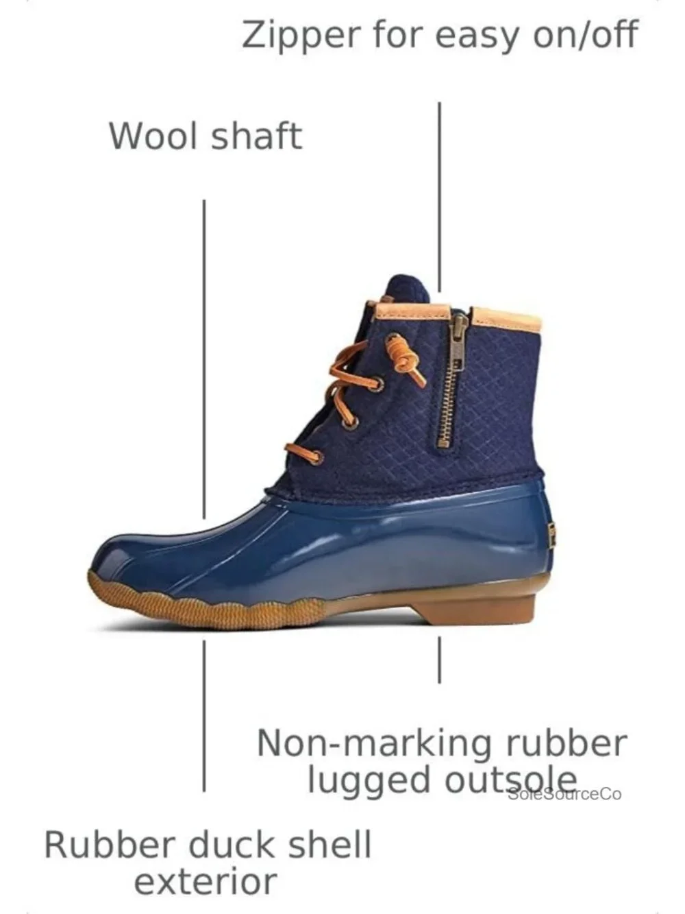 Sperry Saltwater Wool Ankle Rain Boots Women's Waterproof Lace-Up